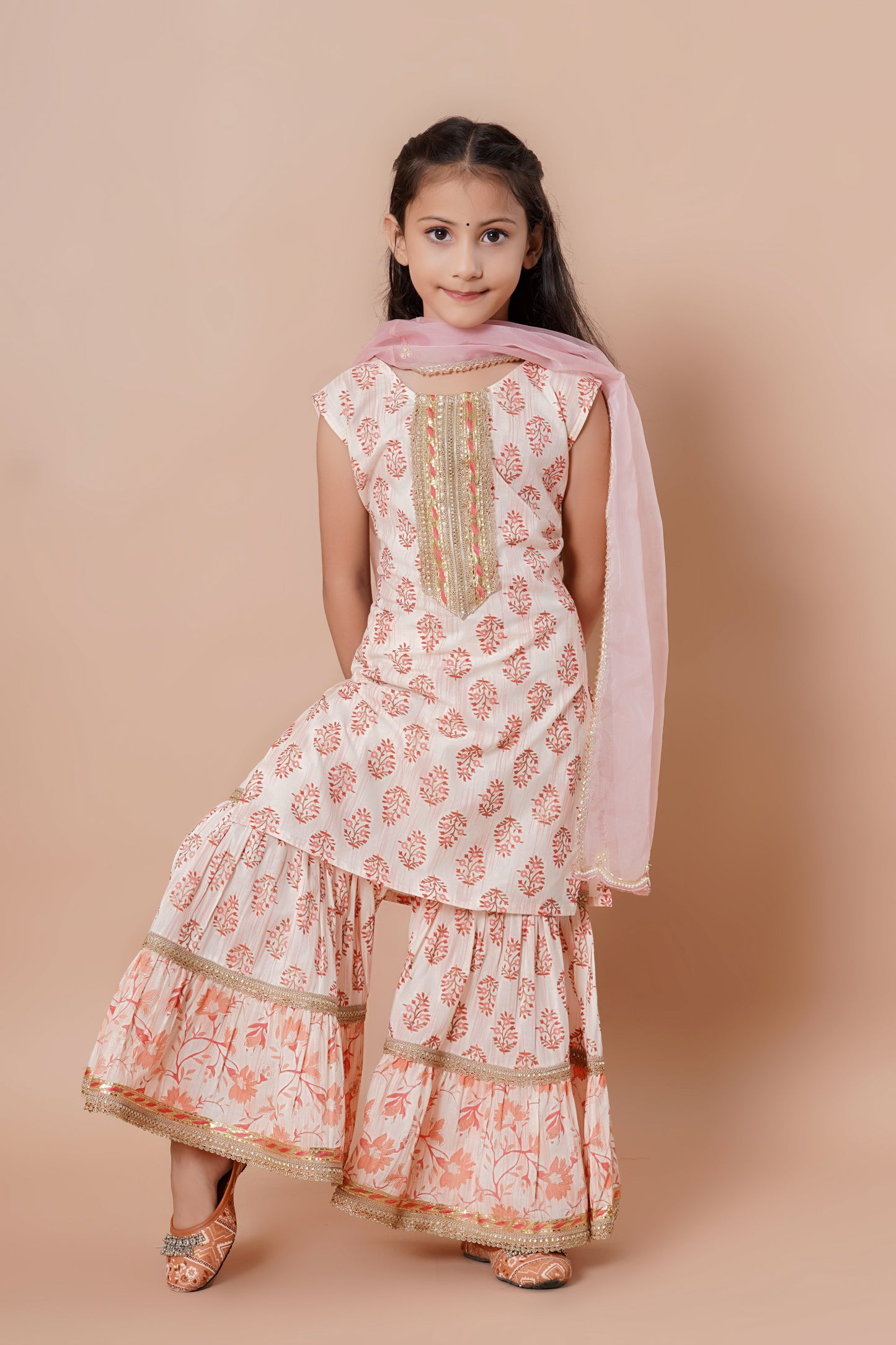 Kids Anarkali Kurta & Sharara With Dupatta