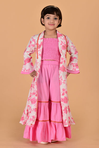 Cutie Diva Girls Kids Sharara Set With Shrug & Top