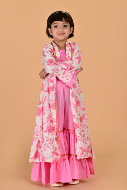 Cutie Diva Girls Kids Sharara Set With Shrug & Top