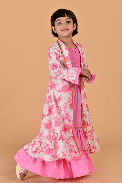 Cutie Diva Girls Kids Sharara Set With Shrug & Top