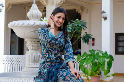 Anam Ethnic Set Women Printed Straight Kurta and Pant set with Dupatta