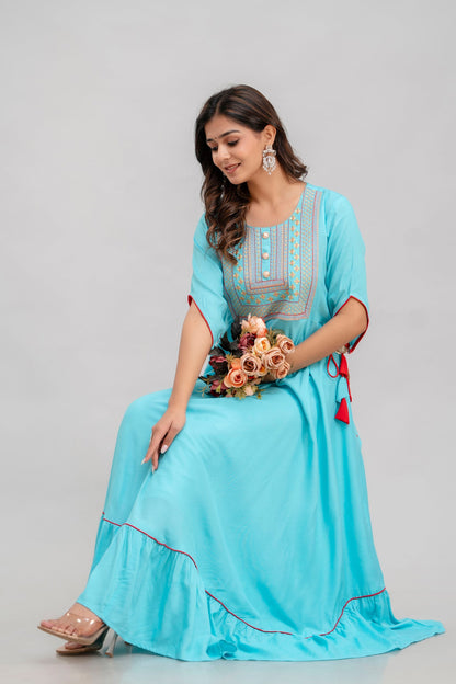 Anam jaipuri Women Embroidered Floor Length Anarkali Kurta