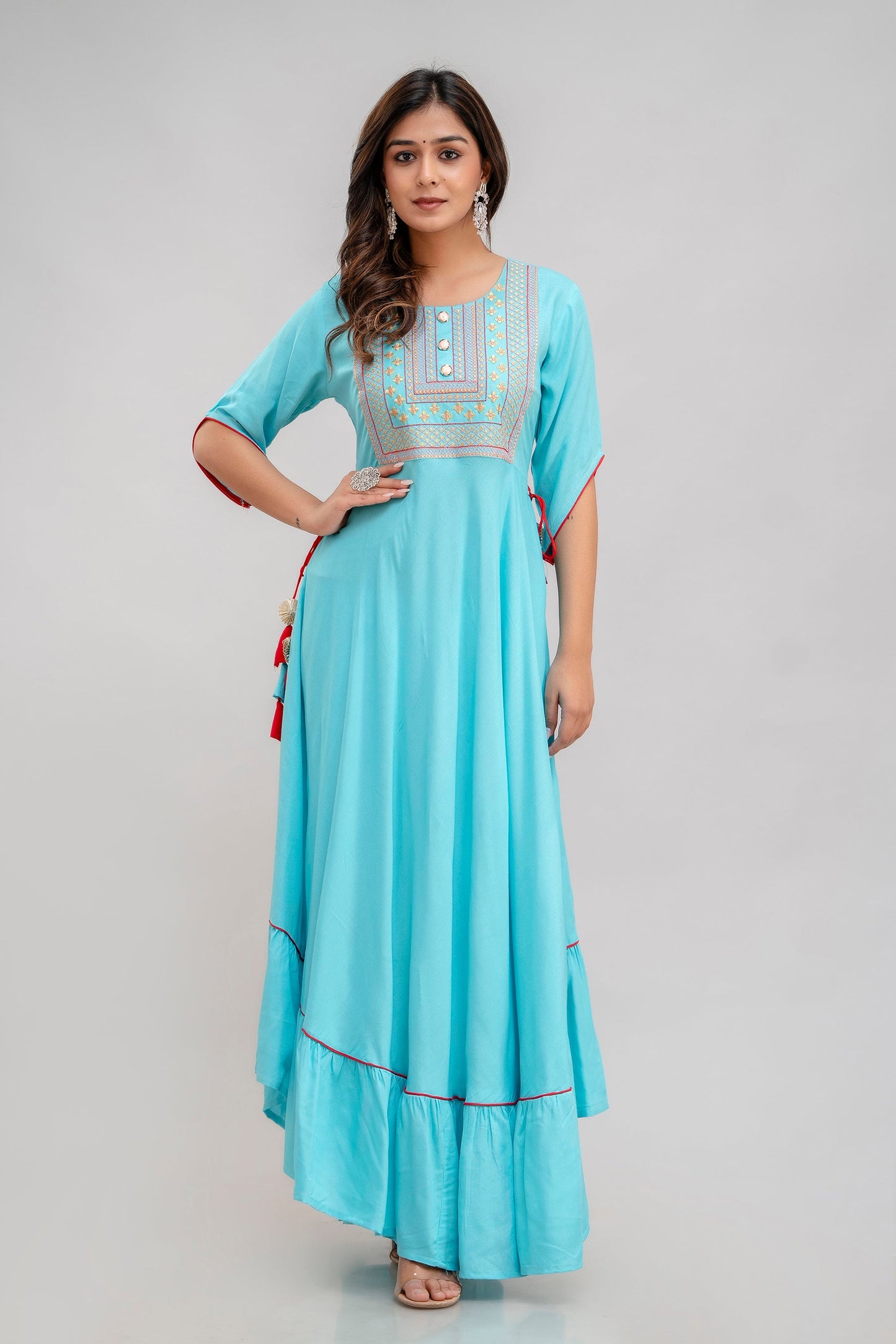 Anam jaipuri Women Embroidered Floor Length Anarkali Kurta