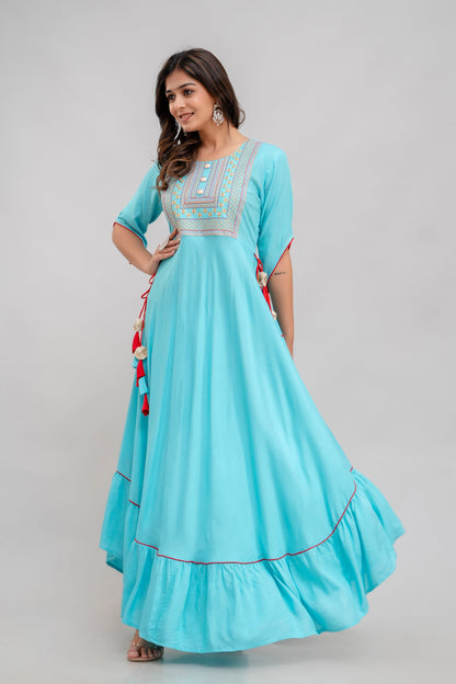 Anam jaipuri Women Embroidered Floor Length Anarkali Kurta