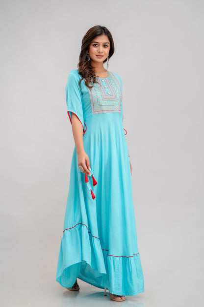 Anam jaipuri Women Embroidered Floor Length Anarkali Kurta