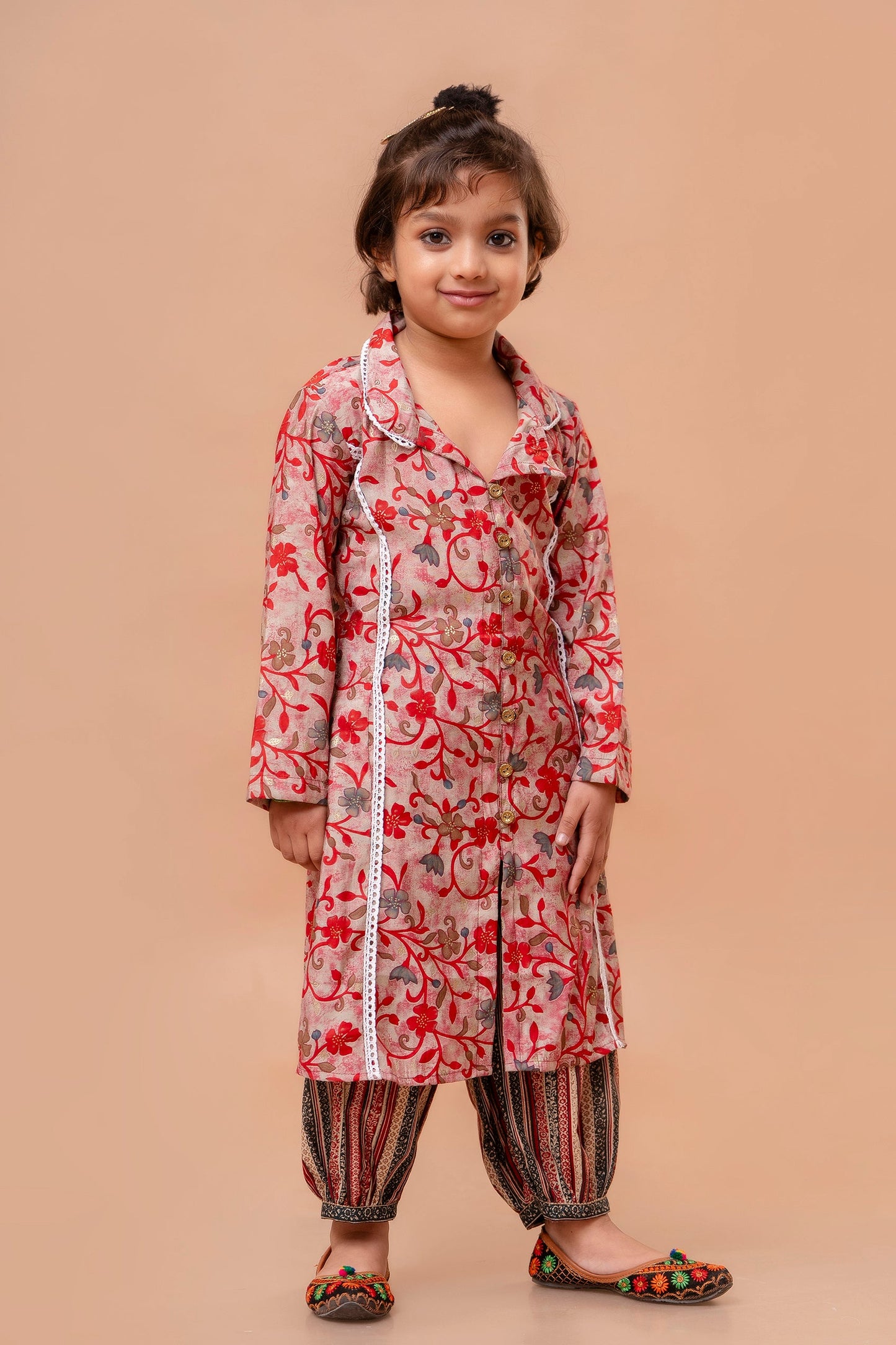 Girls Kids Wedding Kurta and Afghani Set