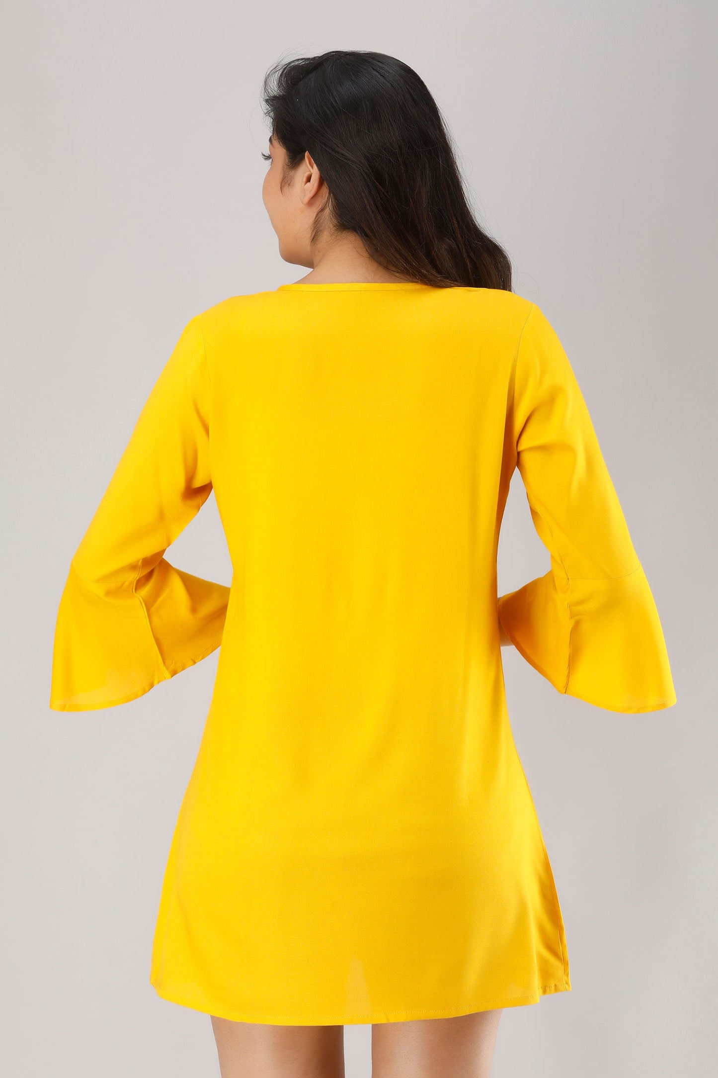 Anam jaipuri Rayon Embroidered Tunic in Yellow