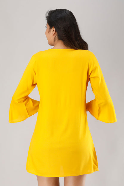 Anam jaipuri Rayon Embroidered Tunic in Yellow