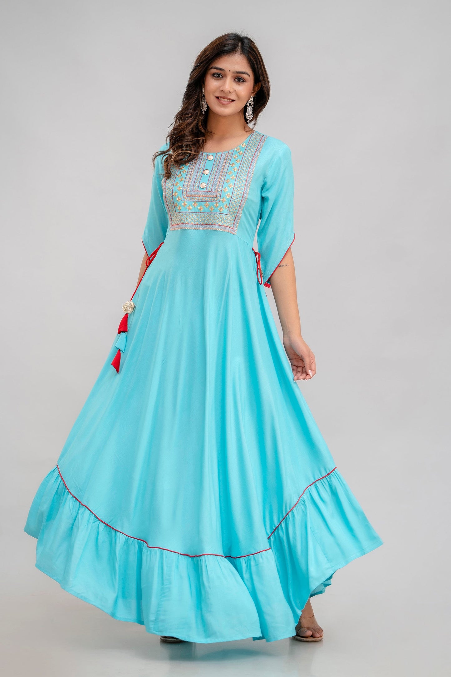 Anam jaipuri Women Embroidered Floor Length Anarkali Kurta