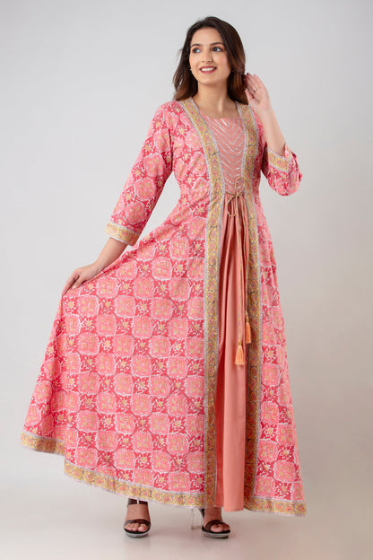 Anam jaipuri Gota Patti Anarkali kurta in Pink