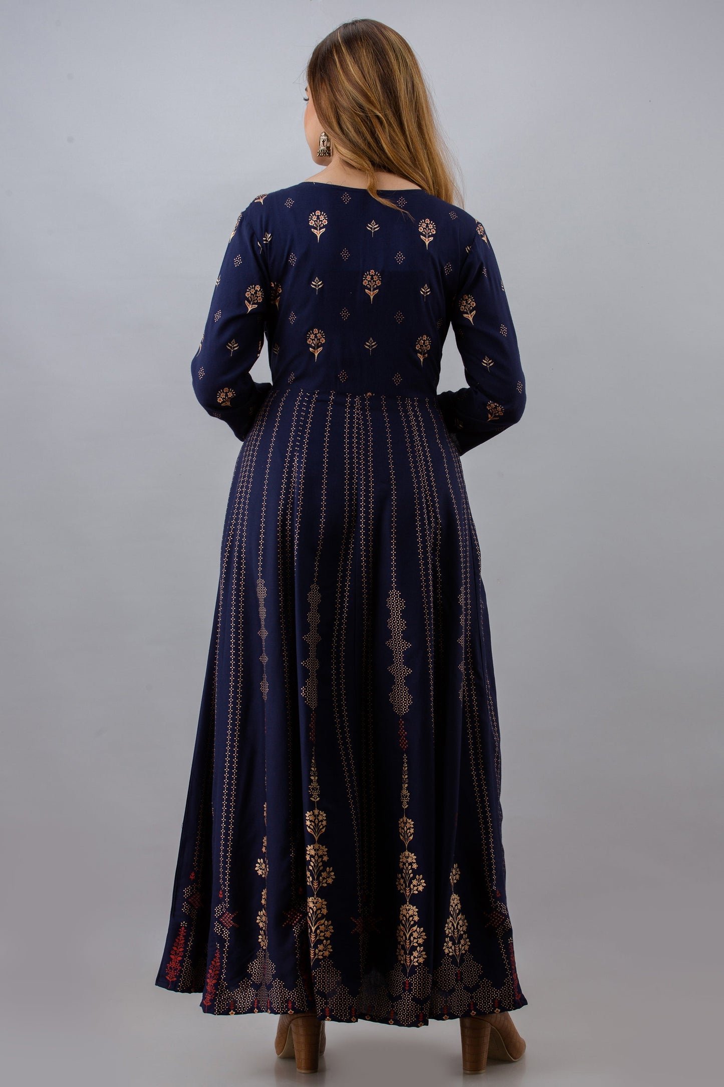 Anam jaipuri Blue Anarkali Flared Festive Long Kurta