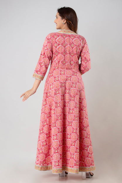 Anam jaipuri Gota Patti Anarkali kurta in Pink