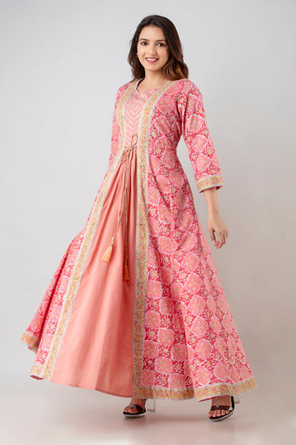 Anam jaipuri Gota Patti Anarkali kurta in Pink