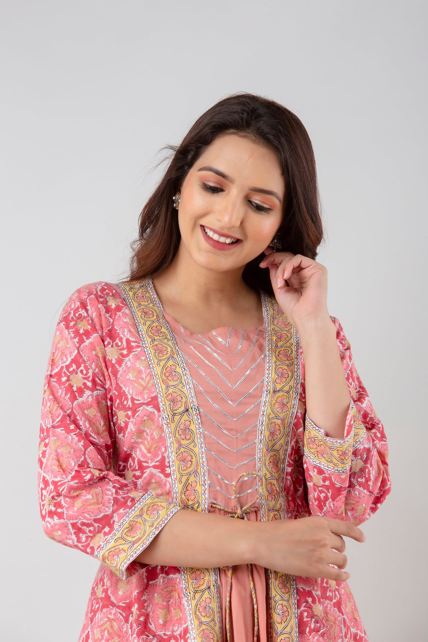 Anam jaipuri Gota Patti Anarkali kurta in Pink