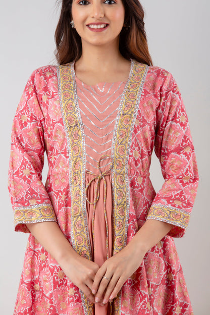 Anam jaipuri Gota Patti Anarkali kurta in Pink