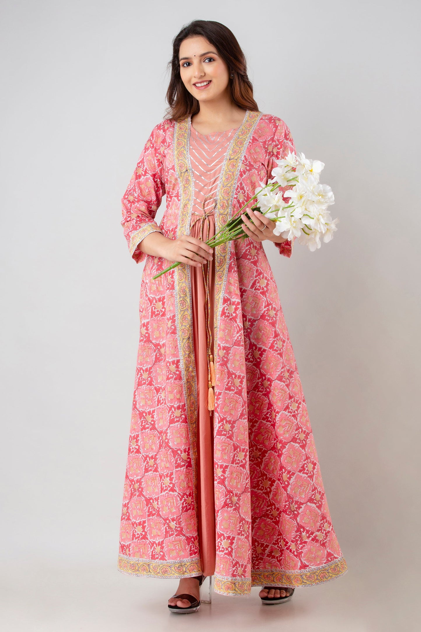 Anam jaipuri Gota Patti Anarkali kurta in Pink