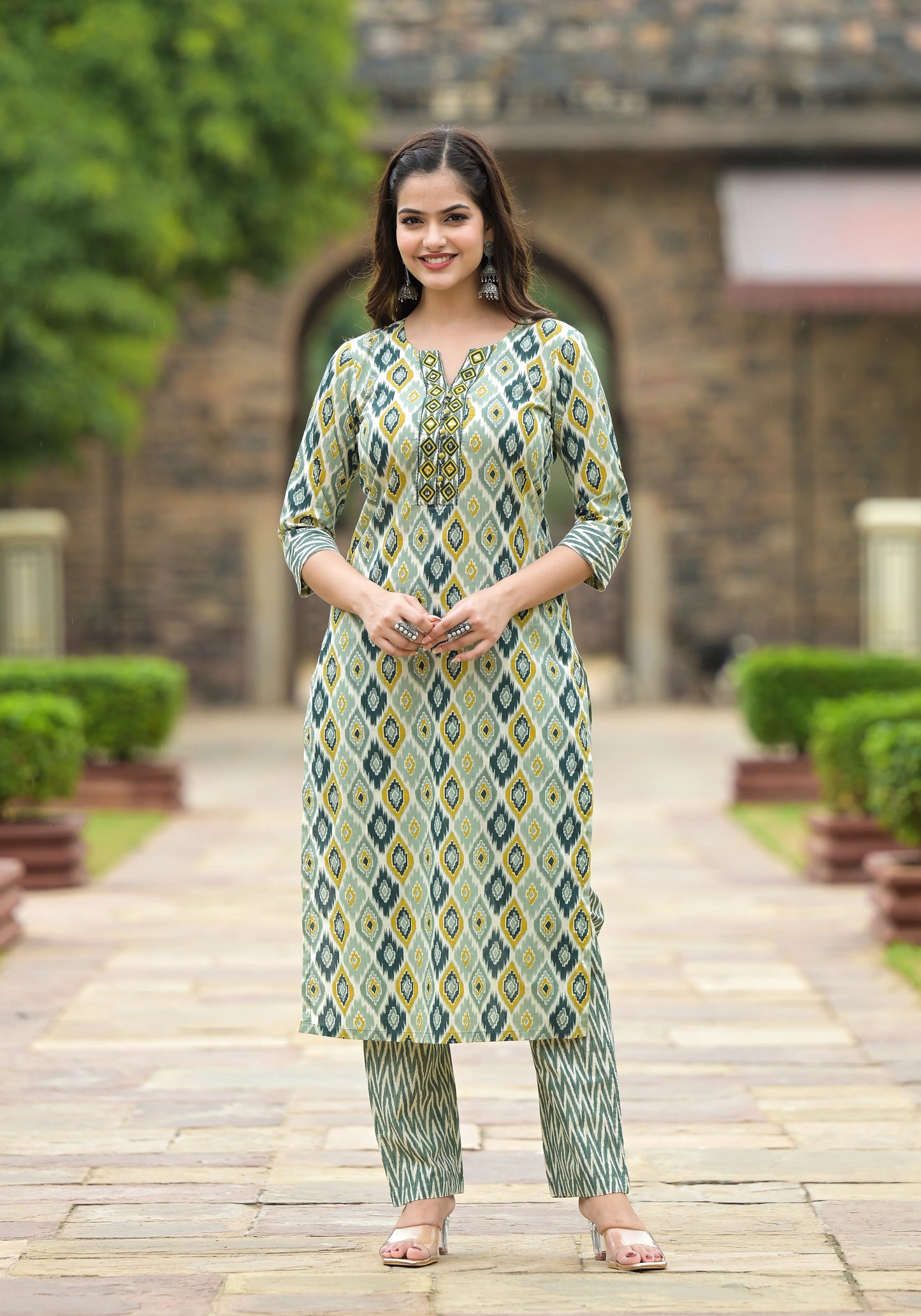 Anam Ethnic Set Women  Printed Straight Kurta and Pant set with Dupatta